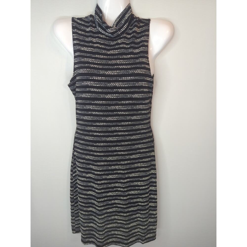 Vintage X.O.X.O. Mock Neck Multicolor Stripe Shift Dress MEDIUM NWT Retro Pinup